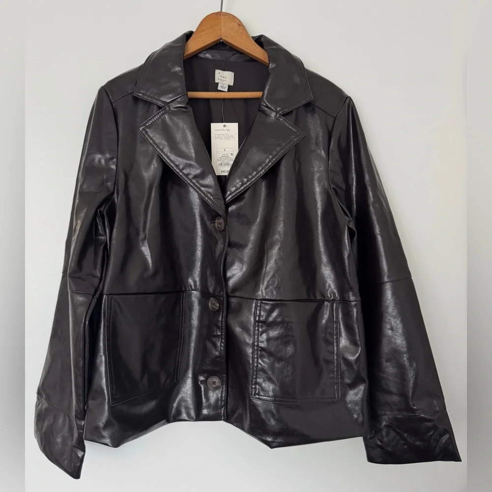 A New Day Dark Brown Faux Leather Jacket - NWT